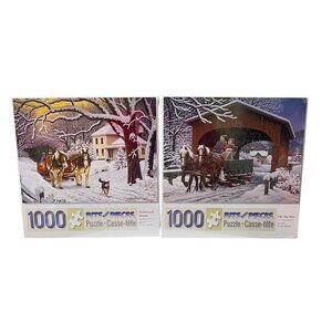2 Bits and Pieces 1000 Piece Winter Jigsaw Puzzles Homeward Bound On The Way New